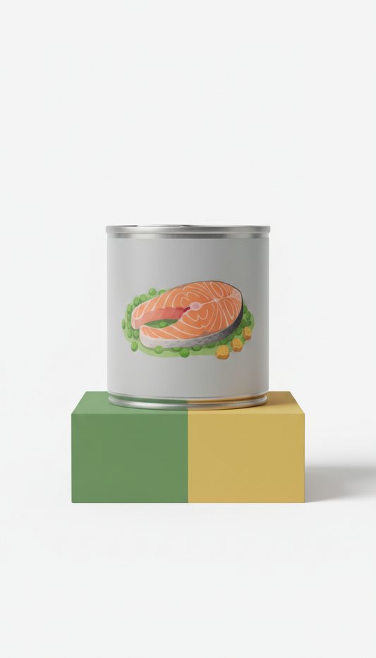 Cibo umido salmone ad alto contenuto proteico lattina BPA-free