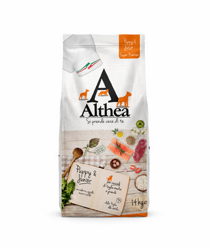 Althea Puppy e Junior - Cibo secco per cuccioli di taglia grande, con manzo, pollo, agnello e salmone - 14 kg