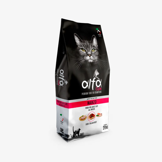 Alfa Cats - Gusto Manzo 100% italiano, alimento secco per gatti adulti sterilizzati - 20 kg