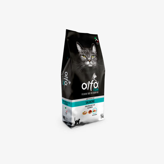 Alfa Cats - Gusto Salmone, alimento secco adatto al mantenimento e la cura della pelle di gatti adulti - 2 kg