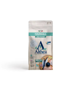 Althea gatto Hairball - con carni bianche e pesce, alimento secco super premium adatto per rimozione naturale dei boli di pelo - 5 kg