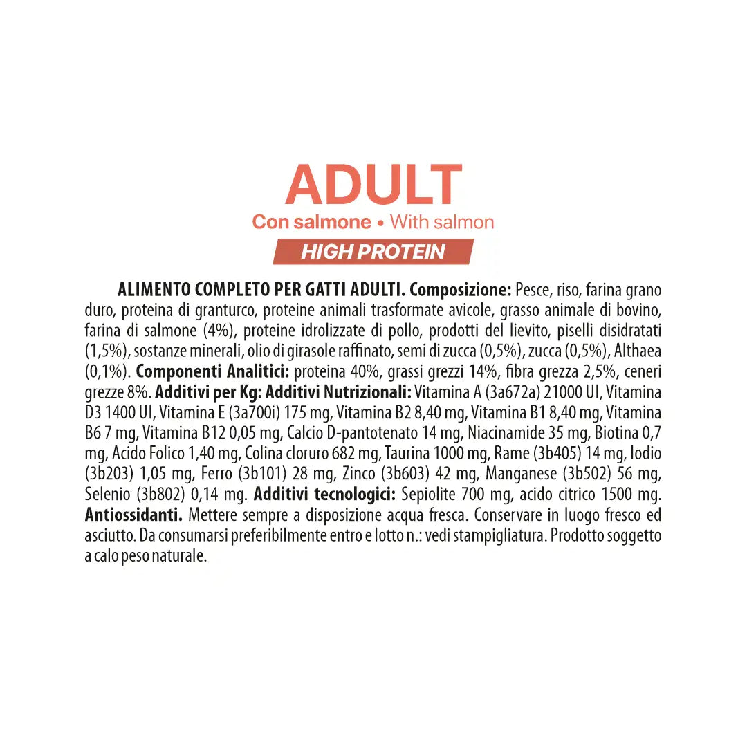 Althea gatto Adult - con salmone, alimento secco super premium adatto per il mantenimento di gatti adulti - 400 gr