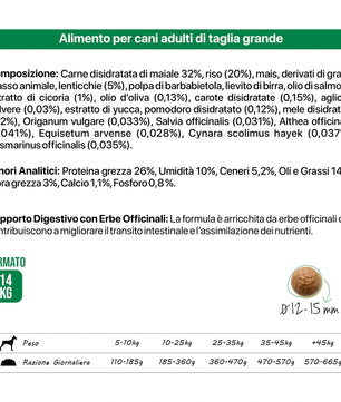 Althea Monoproteico al Maiale, cibo secco per cani di taglia grande - 14 kg