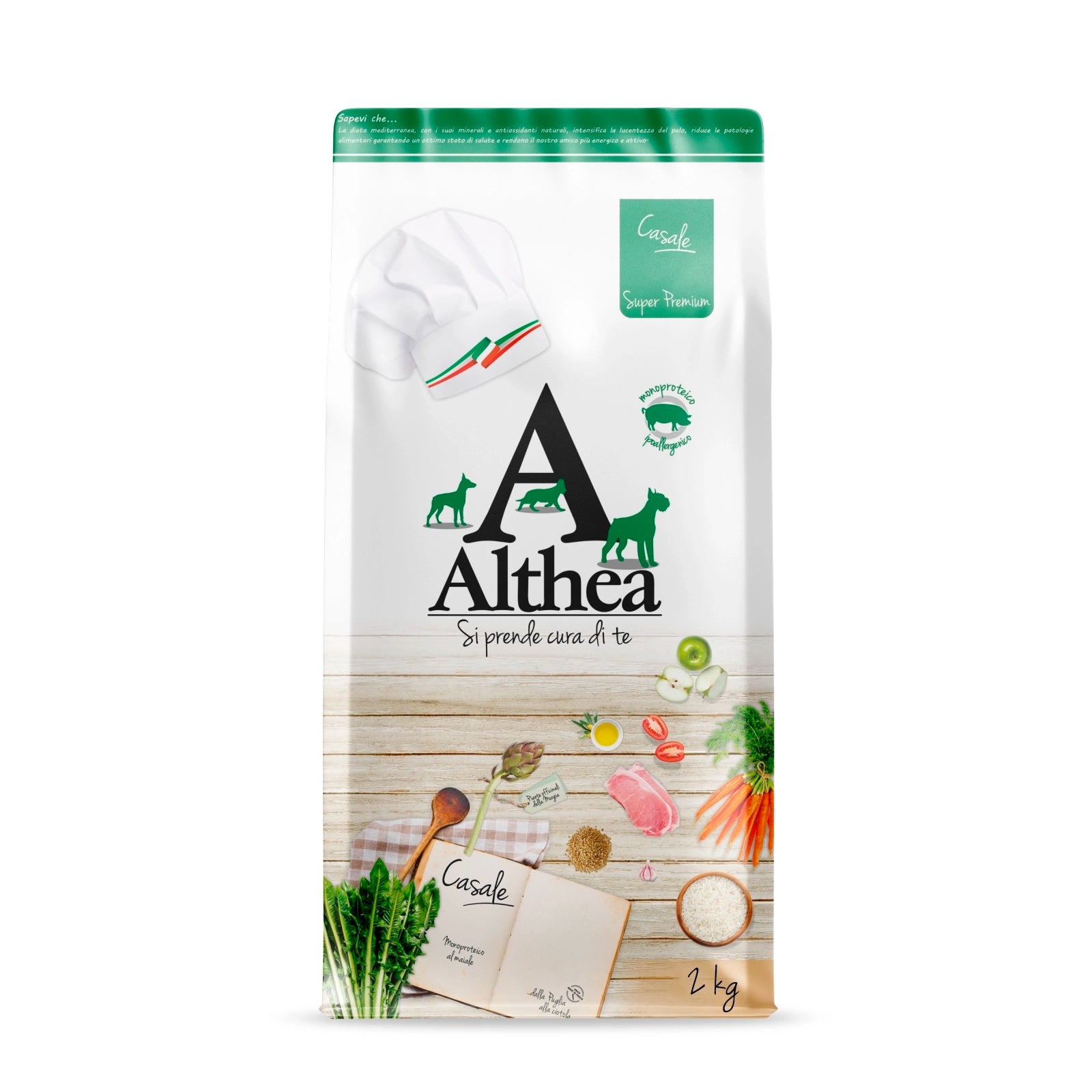 Althea Casale Mini - Monoproteico al Maiale, cibo secco per cani adulti di taglia piccola - 2 kg
