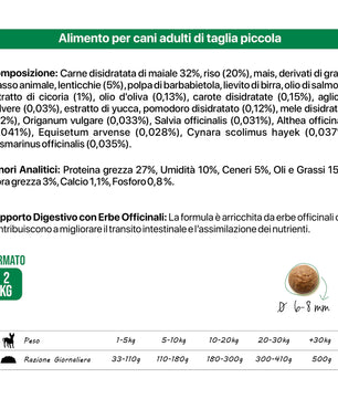 Althea Monoproteico al Maiale, cibo secco per cani adulti di taglia piccola - 2 kg