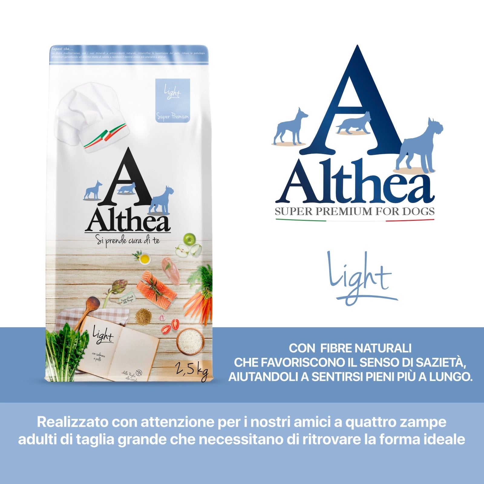 Althea Light - Cibo secco per cani adulti di taglia media, in sovrappeso - 2,5 kg