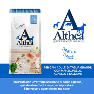 Althea Mare e Monti Mini - Cibo secco per cani adulti di taglia piccola, con manzo, pollo, agnello e salmone - 2 kg