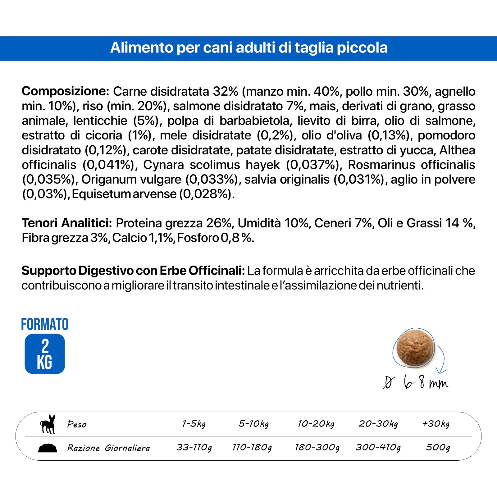 Althea Mare e Monti Mini - Cibo secco per cani adulti di taglia piccola, con manzo, pollo, agnello e salmone - 2 kg