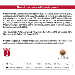 Althea Masseria - Monoproteico all'Agnello, cibo secco per cani adulti di taglia grande - 14 kg