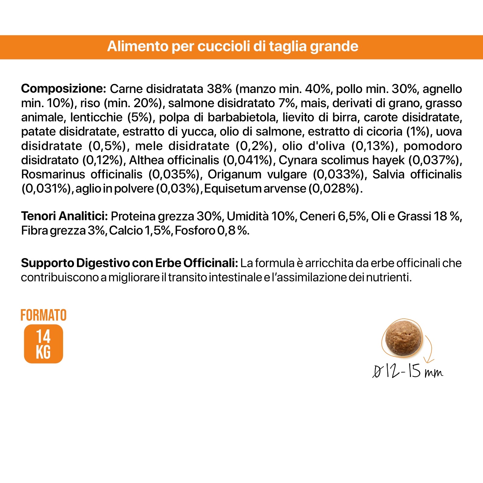 Althea Puppy e Junior - Cibo secco per cuccioli di taglia grande, con manzo, pollo, agnello e salmone - 14 kg