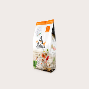 Althea Puppy e Junior - Alimento completo per cuccioli di taglia media, con manzo, pollo, agnello e salmone - 2,5 kg