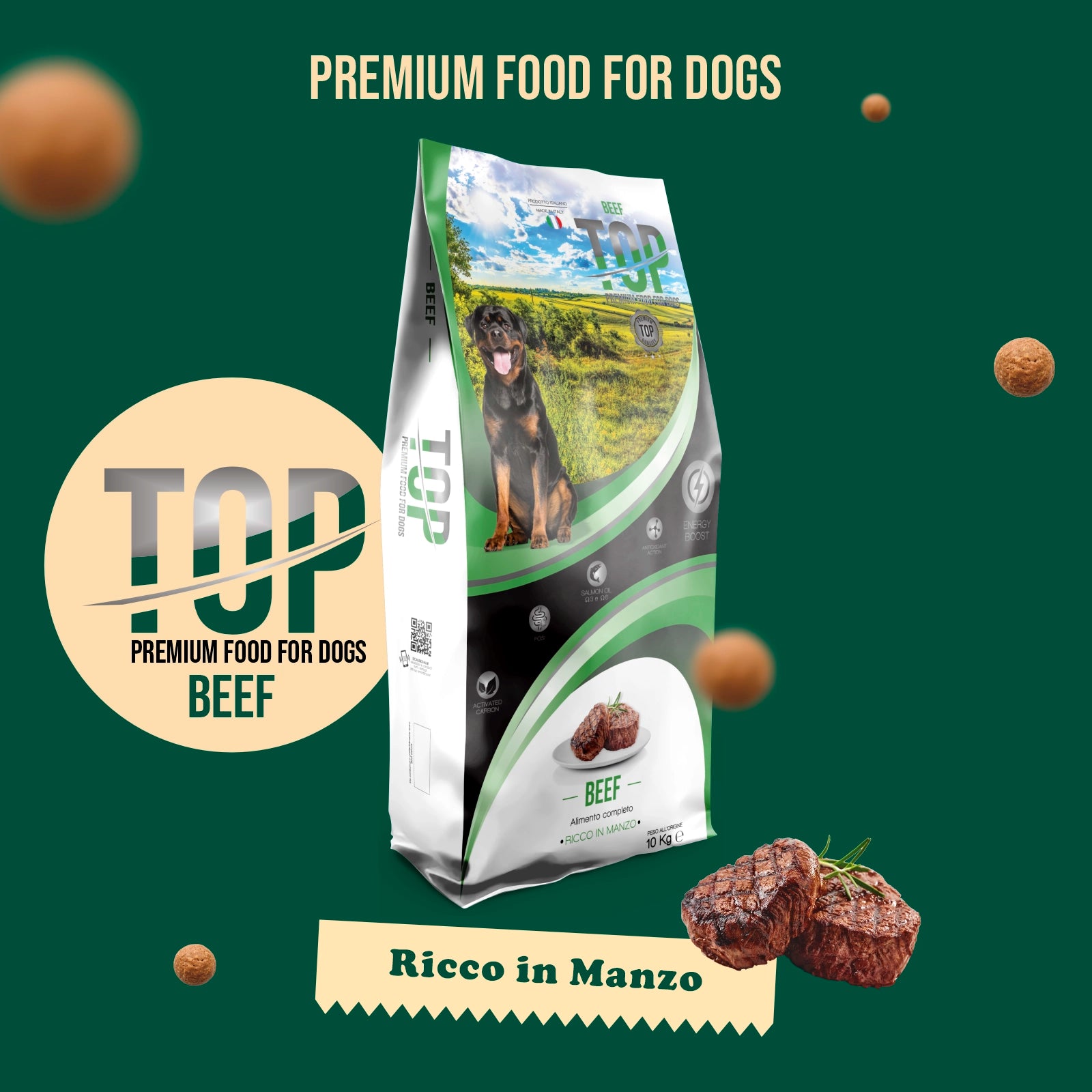 Top Beef - Gusto manzo, cibo secco adatto al mantenimento di cani adulti di tutte le taglie - 10 kg
