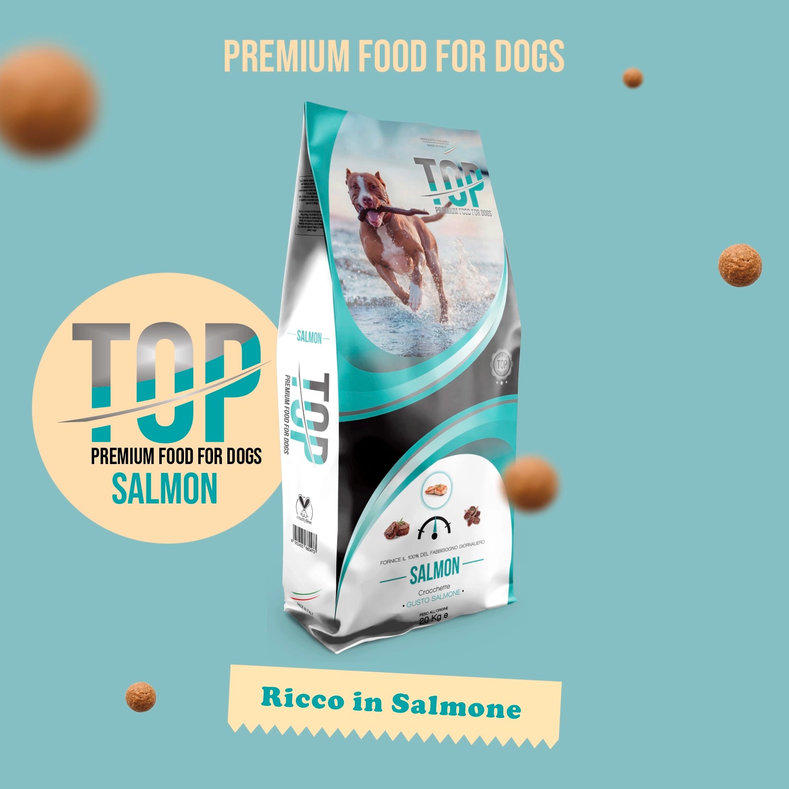 Top Salmon - Gusto Salmone, cibo secco  completo formulato per il mantenimento di cani adulti di taglia grande - 20 kg