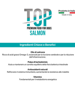 Top Salmon - Gusto Salmone, cibo secco  completo formulato per il mantenimento di cani adulti di taglia media - 3 kg